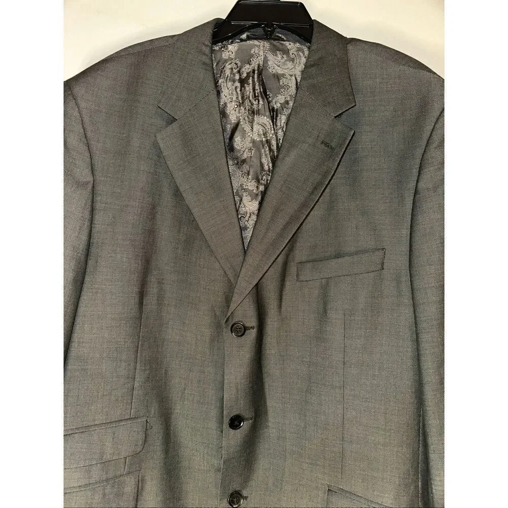 Steve Harvey Blazer Mens 48L Gray 3 Button Model Supreme Suit Jacket